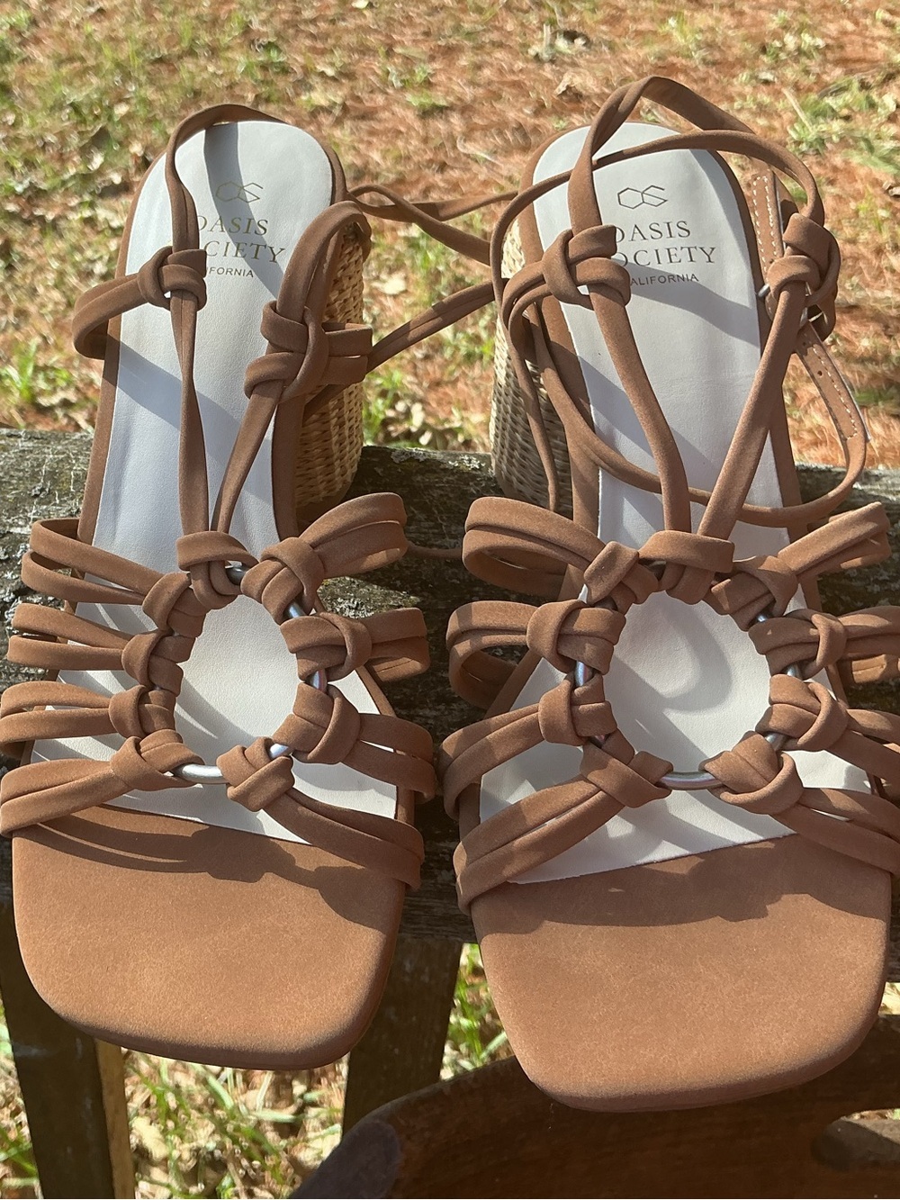 Oasis Society California Raffia Block Heel Sandals NWOT Women’s 8.5 Coastal Chic - Picture 11 of 12